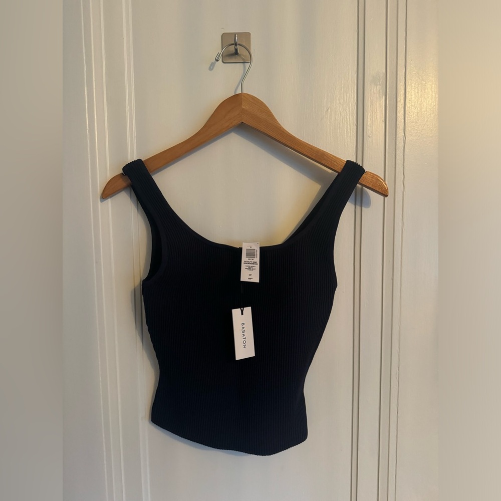 Aritzia squareneck tank top in dark navy.